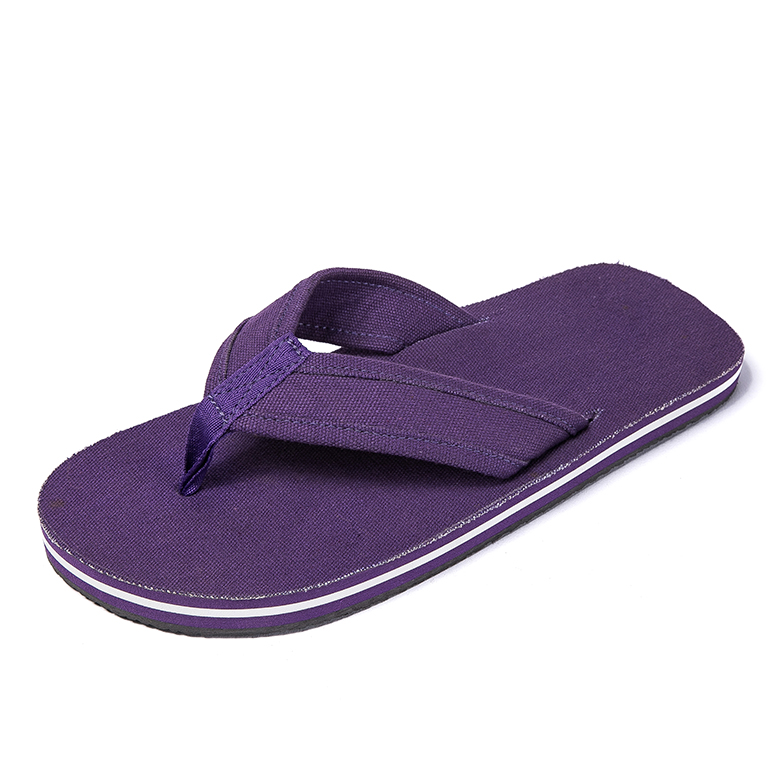 Profession OEM purple natural oxford fabric lining eva flip flop slippers