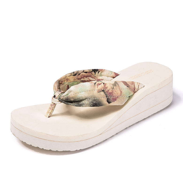 Autumn summer spring season comfortable ladies thick high heel beach flip flops slippers