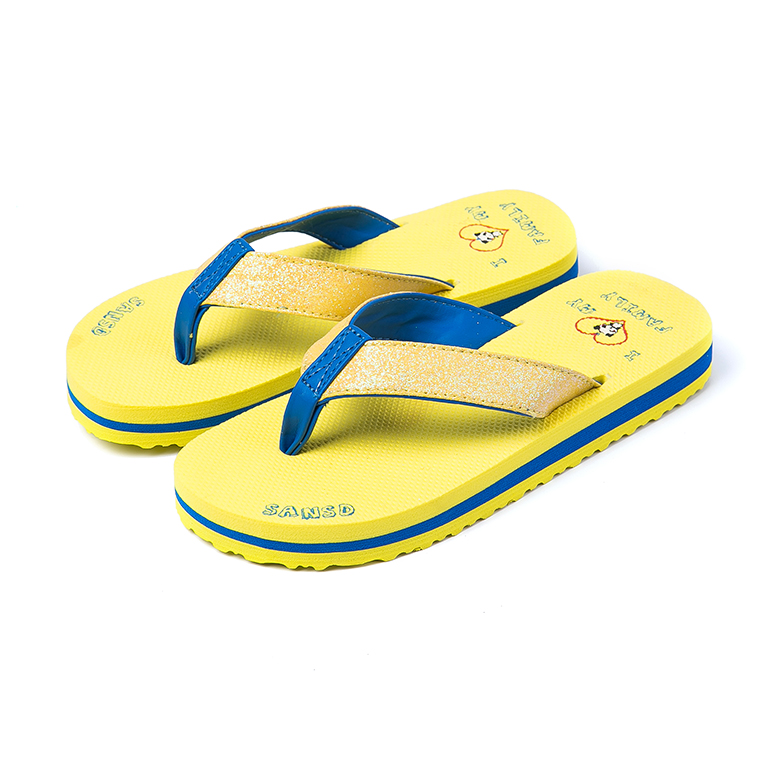 2020 summer bright yellow OEM service branded summer beach flip flops slippers for men