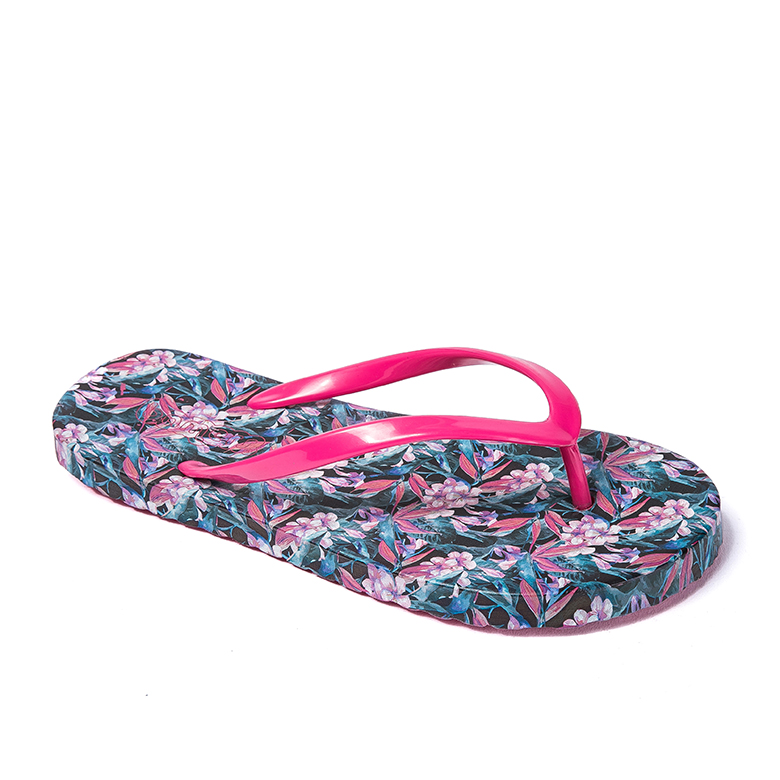 High-elasticity women custom flowers printed eva beach slippers nonslip spa flip flop