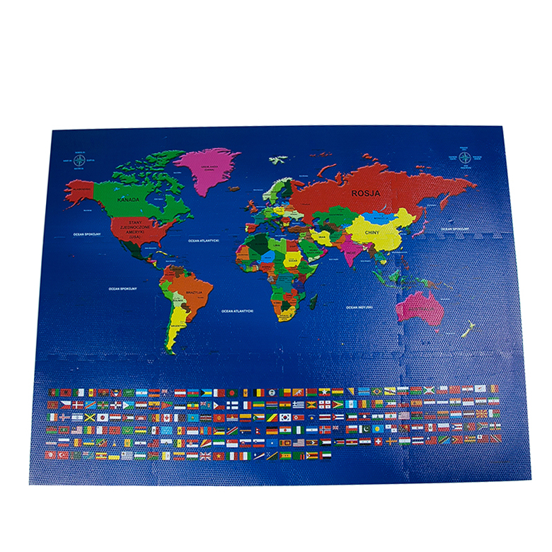 Printing world map custom floor eva foam puzzle mat for activity area