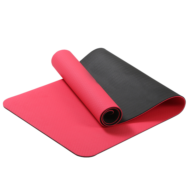 OEM design custom print tpe red yoga mat with double layer