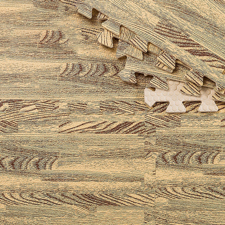 Wood grain non toxic EVA foam material puzzle mat for living room decorate