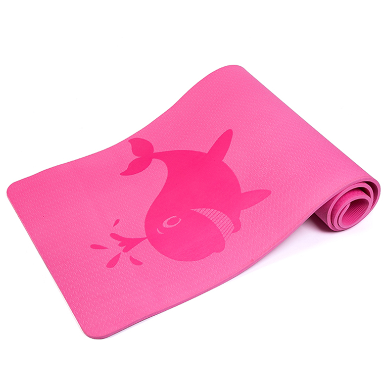 10mm custom skid proof durable eco friendly tpe pink Whale pattern yoga exercise mat with private label