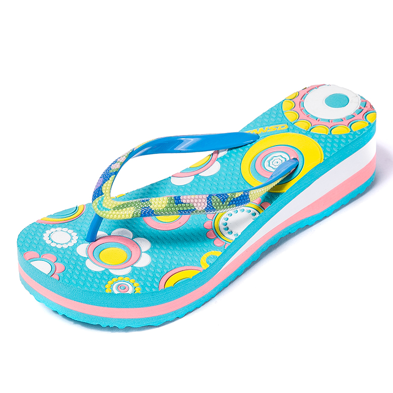 2020 Fashionable Cuty flip flop Women Wedge High heel Beach sandals Slippers