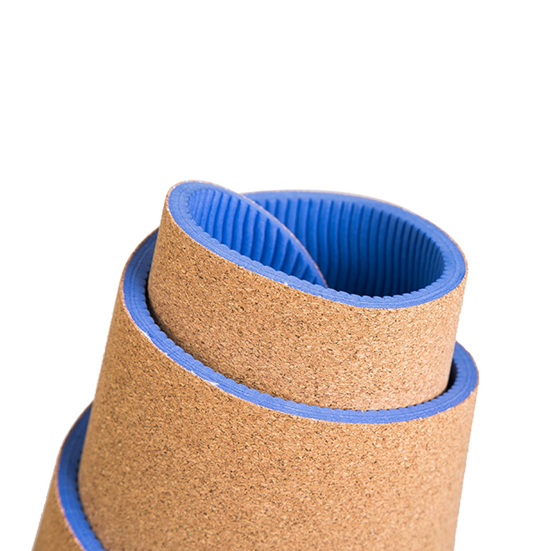 Nontoxic eco friendly skid proof custom travel cork yoga mat with tpe material