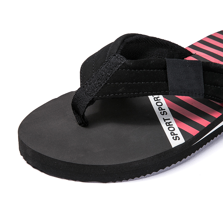 Wholesale fashion style men flip- flops sandals red stripe sole print slippers