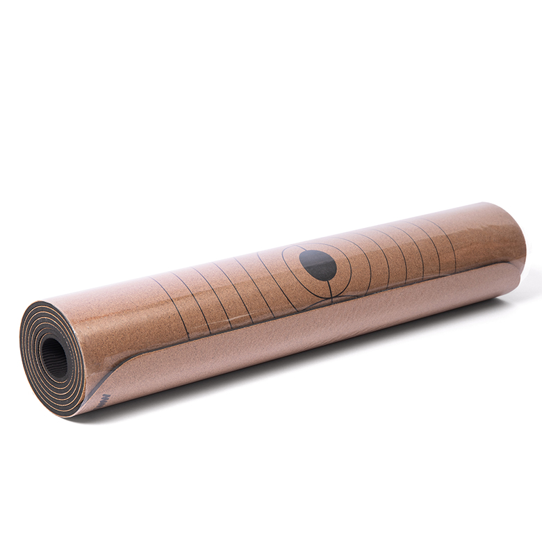 extra thick high density exercise  laminated concentric circles two  double layer  cork yoga mat repose for hot yoga bikram