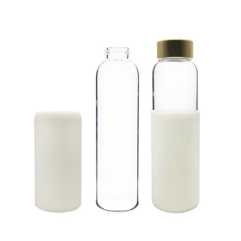 Reusable Borosilicate Glass Water Bottle with Silicone Sleeve