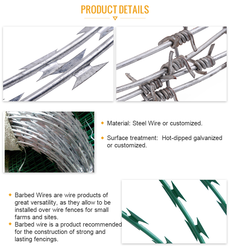CBT-65 Galvanized Razor Barbed Wire / Barb Tape / Razor Tape Factory Price