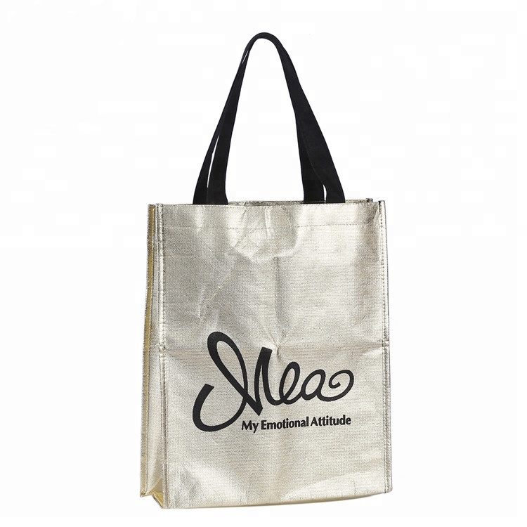 Manufactur standard Organic Tote Bags - Metallic aluminum foil laminated laser pp non woven tote shopping bag – Xinlimin