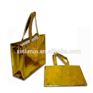 18 Years Factory Washable Tote Bags - Xiamen eco friendly promotional gold foil metallic laminated  pp non woven garment shopping bag – Xinlimin