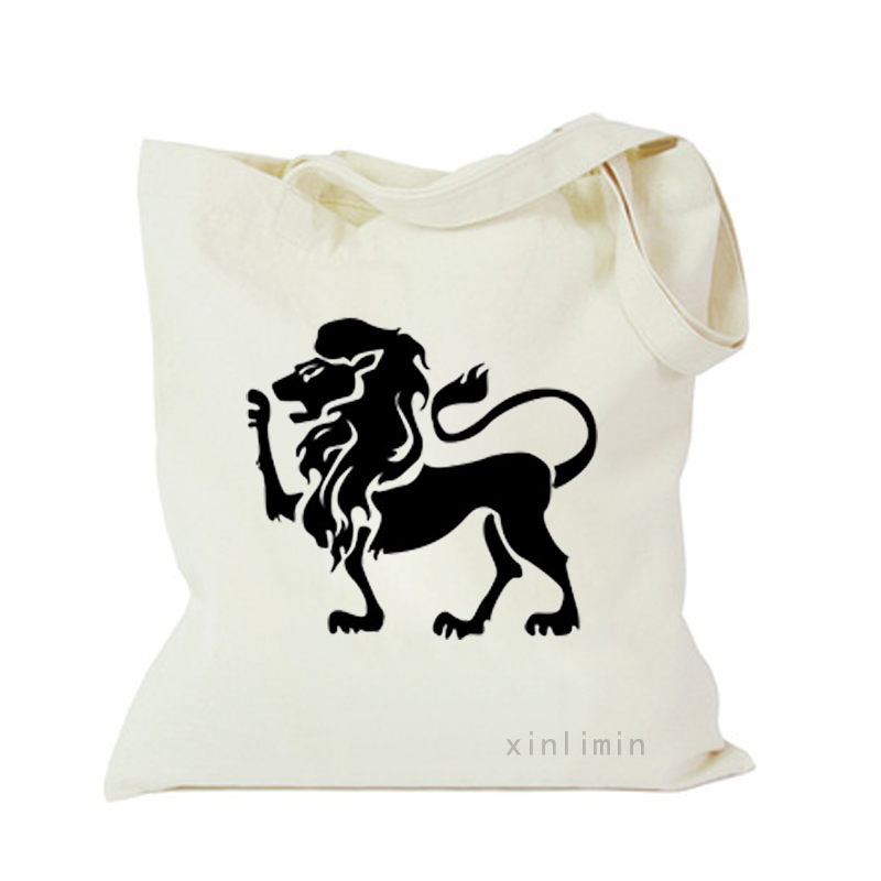 Best prices lion pattern canvas tote bag cotton packaging bag