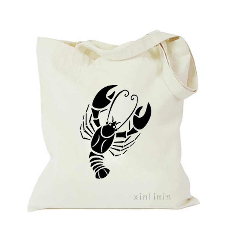 New style scorpion pattern foldable canvas cotton shopping bag