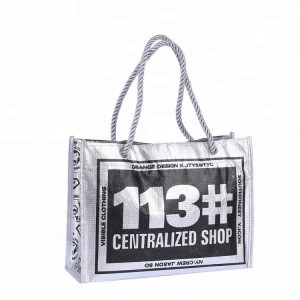 OEM/ODM Manufacturer Foldable Tote - Metallic sliver laminated rope handle pp non-woven shopping bags – Xinlimin