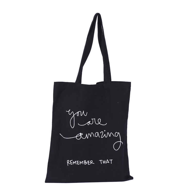 Fixed Competitive Price Cotton Shoe Bags - Custom printed standard size black plain cotton canvas tote bag – Xinlimin