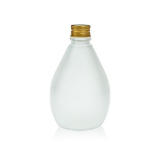 250ml frosted water -drop shape beverage fruit juice glass bottle with aluminum cap