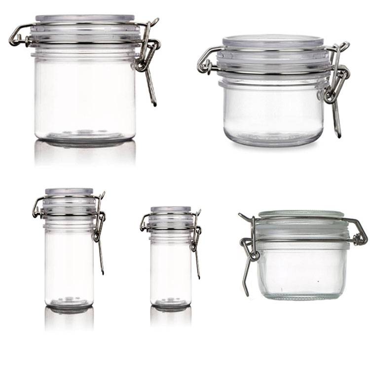 Mini glass sealed storage honey jar with stainless steel clip Featured Image