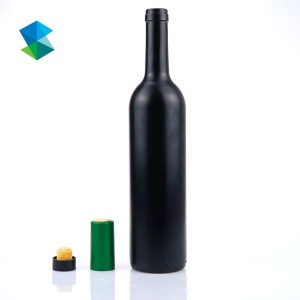 Wholesale 750ML Frosted Matte Black Ice Glass Wine Bottle