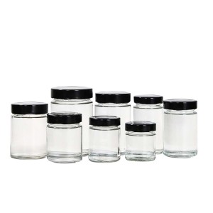 Hot sale round straight side glass honey jam jars storage jar with plastic screw cap