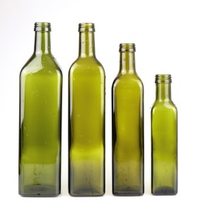 Wholesale 1 liter 750ml 500ml 250ml green empty olive oil glass bottle with screw cap