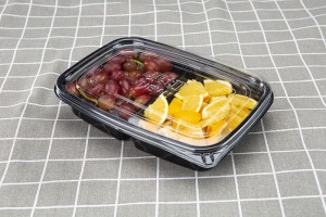 2-compartment Fruit and vegetable box, salad, fruit cut, packing box, supermarket, food grade raw material, pet sealed manufacturer’s package 165B2