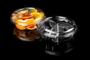 2019 Latest Design Fruit Tray Designs - Three compartment transparent plastic salad container with lid 180 – Yihao