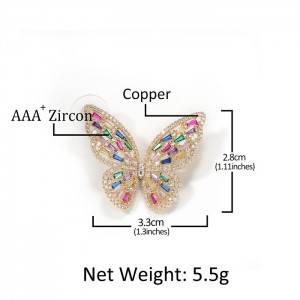 Big Butterfly Earrings Color CZ High Quanlity Rose Gold Silver Color Gold Plated