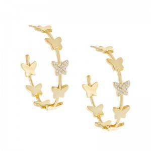 CZ Earrings Gold Plated Women Ear Hoops Luxury