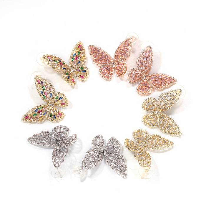 Big Butterfly Earrings Color CZ High Quanlity Rose Gold Silver Color Gold Plated Featured Image