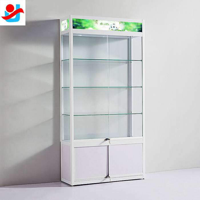 China 100 Original Living Room Glass Door Showcase Design Tempered Glass High Quality Led Light Display Cabinet Glass Display Cabinet Showcase For Market Display Yujin Factory And Manufacturers Yujin